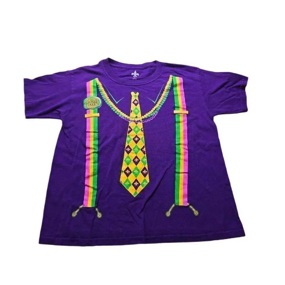 Mardi Gras Tie & suspenders shirt L10/12